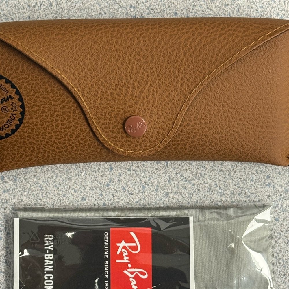 Ray Ban Brown Leather Sunglass Case & Eyeglass Case and Cleaning Cloth